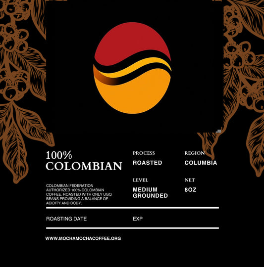 100% Colombian ground coffee (8oz)